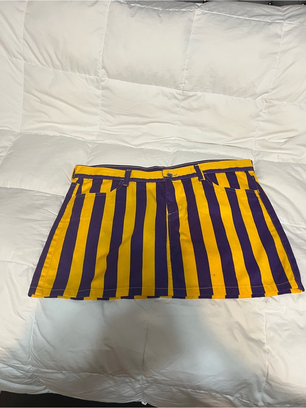 Striped Yellow & Purple Mini Skirt